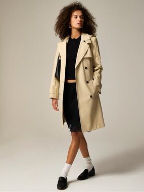 J Crew women’s Icon trench coat removable hood belt vintage khaki Size 2 NWT